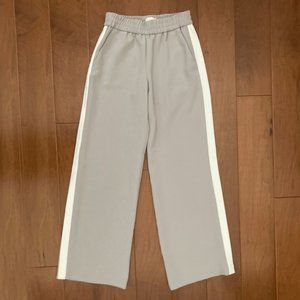 Aritzia Wilfred Cropped Wide Leg Side Stripe Pants with Pockets, Grey White XXS